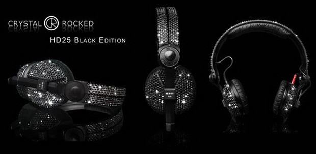 Crystal Rocked Sennheiser black Swarovski headphones 4