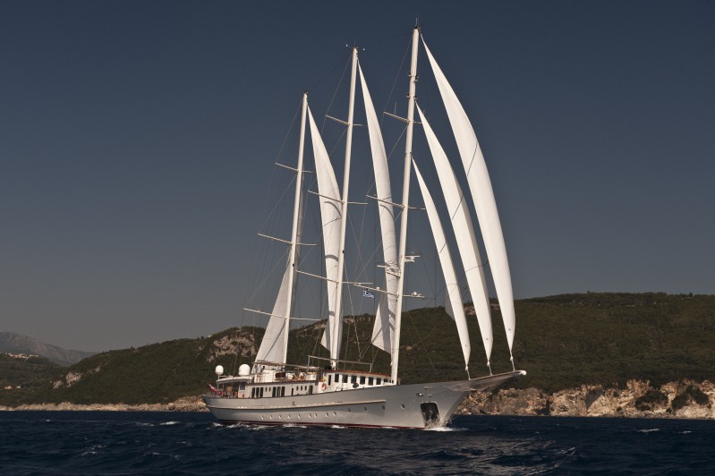 Montigne under sail off the west coast of Corfu