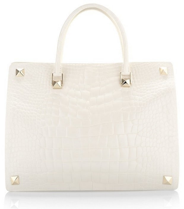 Ivory Croc Double Handle Bag