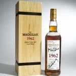 To commemorate The Macallans appearance in Skyfall, and the 50th anniversary of James Bond, a rare 1962 bottle will be auctioned by Sothebys
