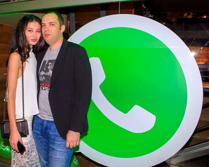 EXCLUSIVE: WhatsApp co-founder Jan Koum and his girlfriend celebrate the sale of his company with Facebook’s Mark Zuckerberg and his wife Priscilla Chan in Barcelona, Spain