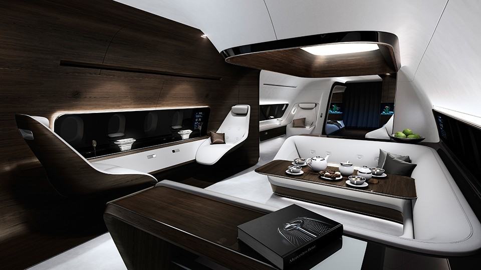 Mercedes-Benz Lufthansa private jet interior 1
