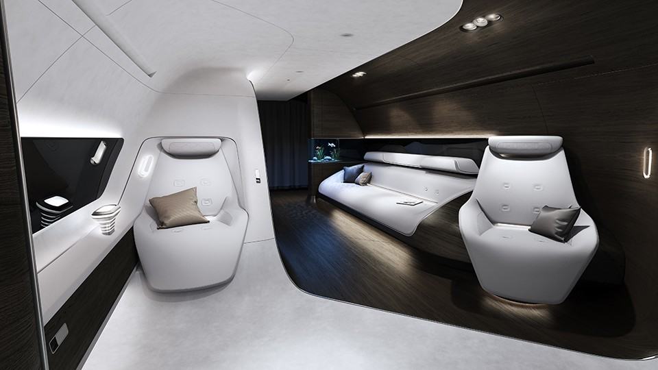 Mercedes-Benz Lufthansa private jet interior 2