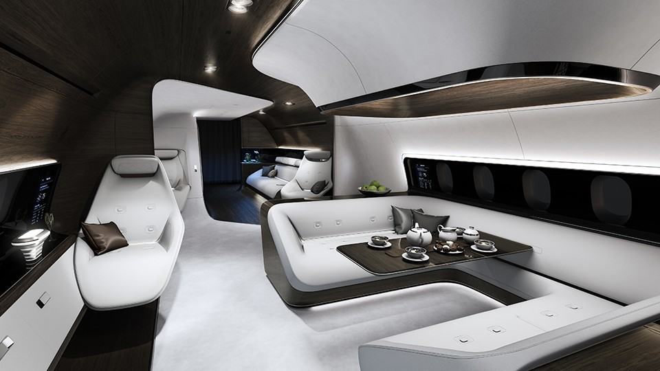 Mercedes-Benz Lufthansa private jet interior 4