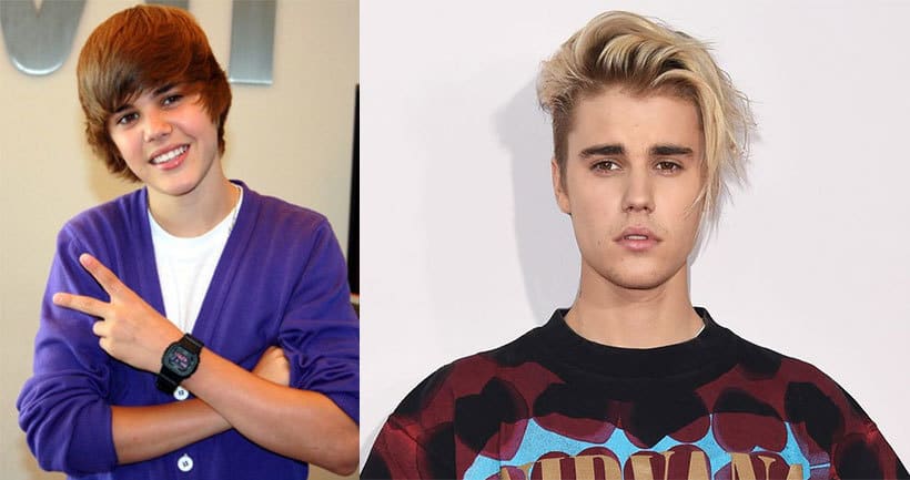 Justin Bieber then and now