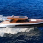 luxury motoryacht in navigation