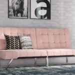 Pastel Pink Tufted Sofa Bed