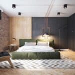 exposed brick bedroom