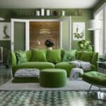 Green living room with plants