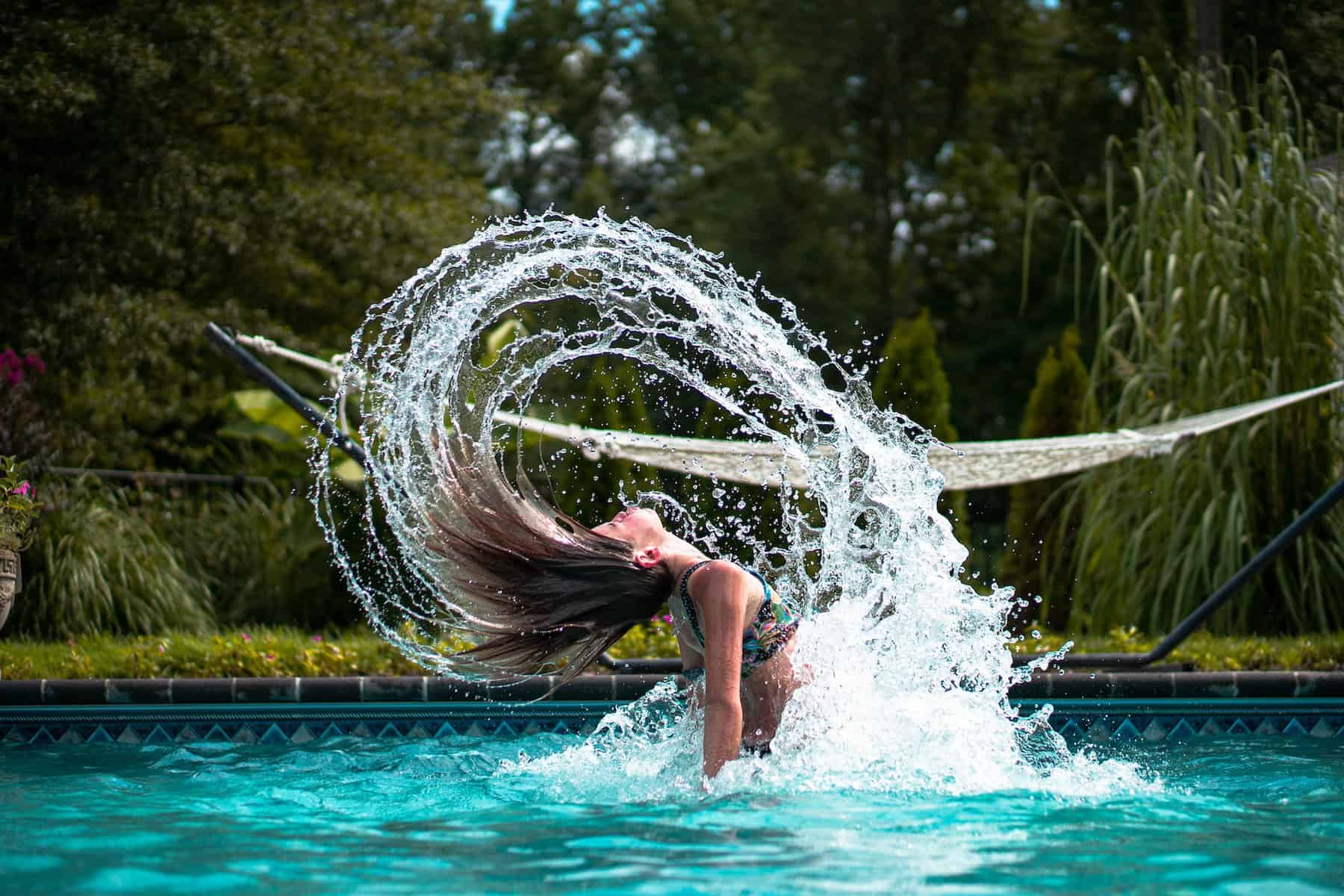 Woman having fun in the pool